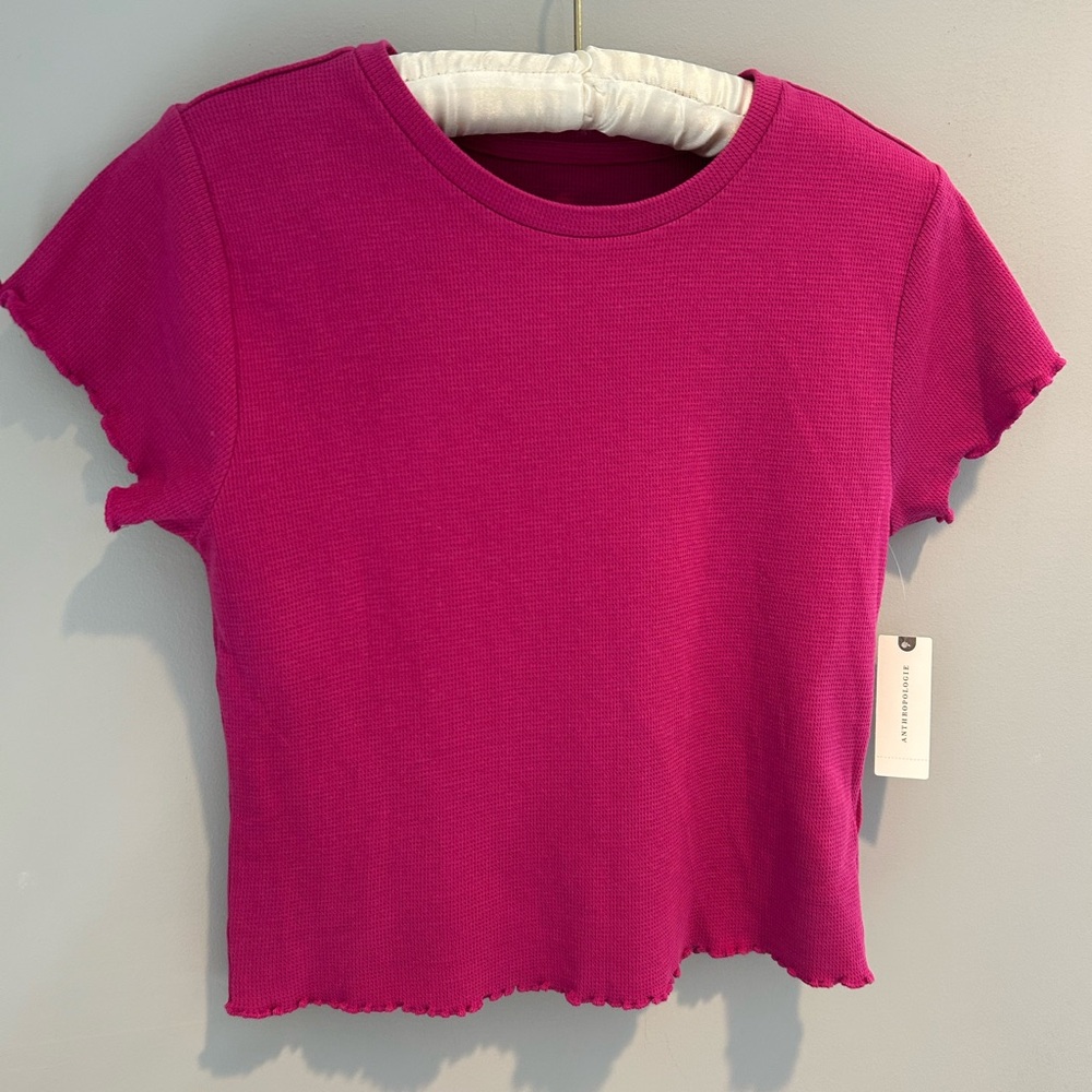 ANTHROPOLOGIE PILCRO waffle ruffle tee. Size medium. NWT